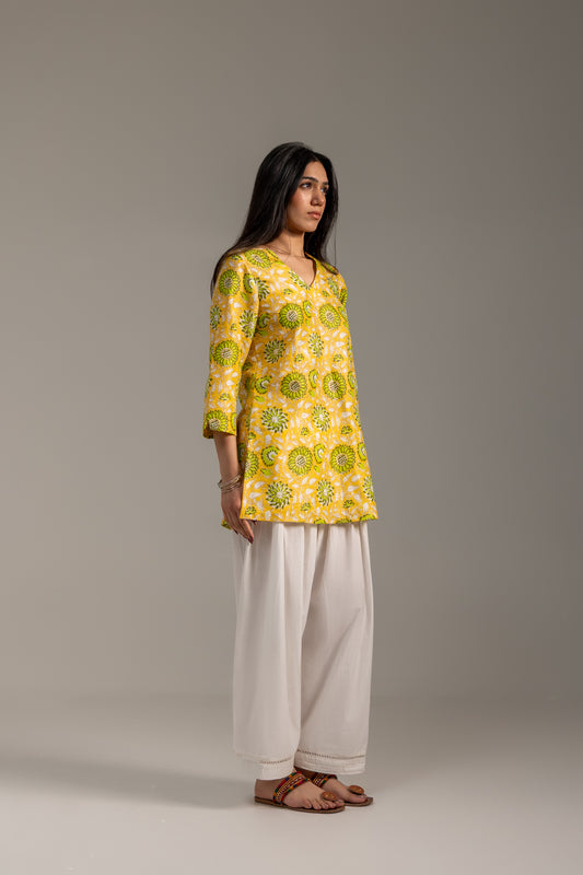 Ikat Yellow Kurti