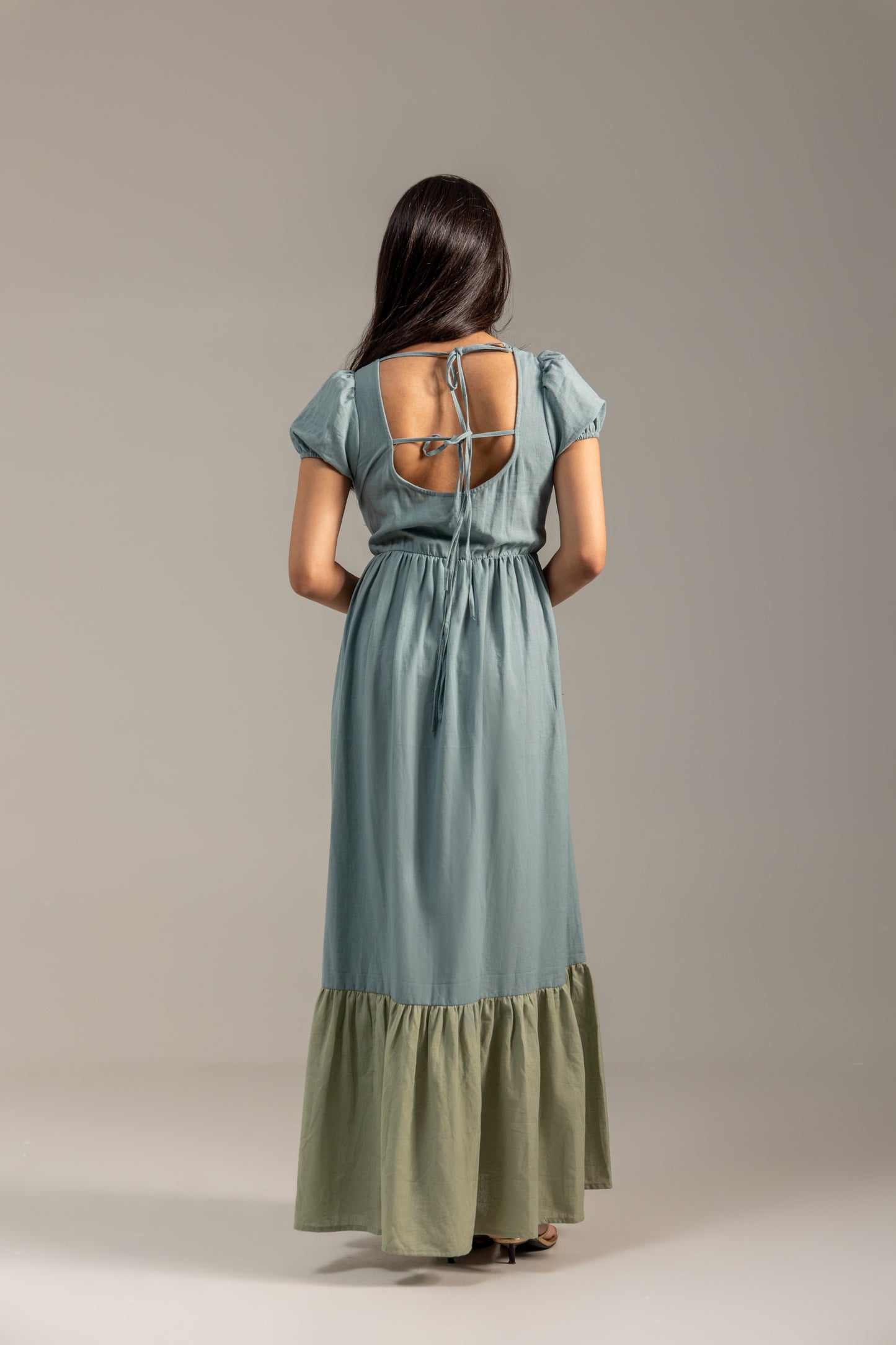 Roshni blue green linen dress