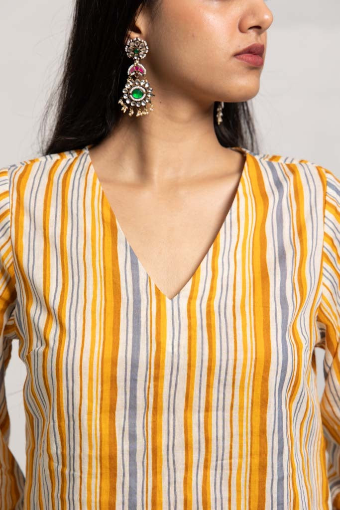 Samara Yellow and White Kurta set