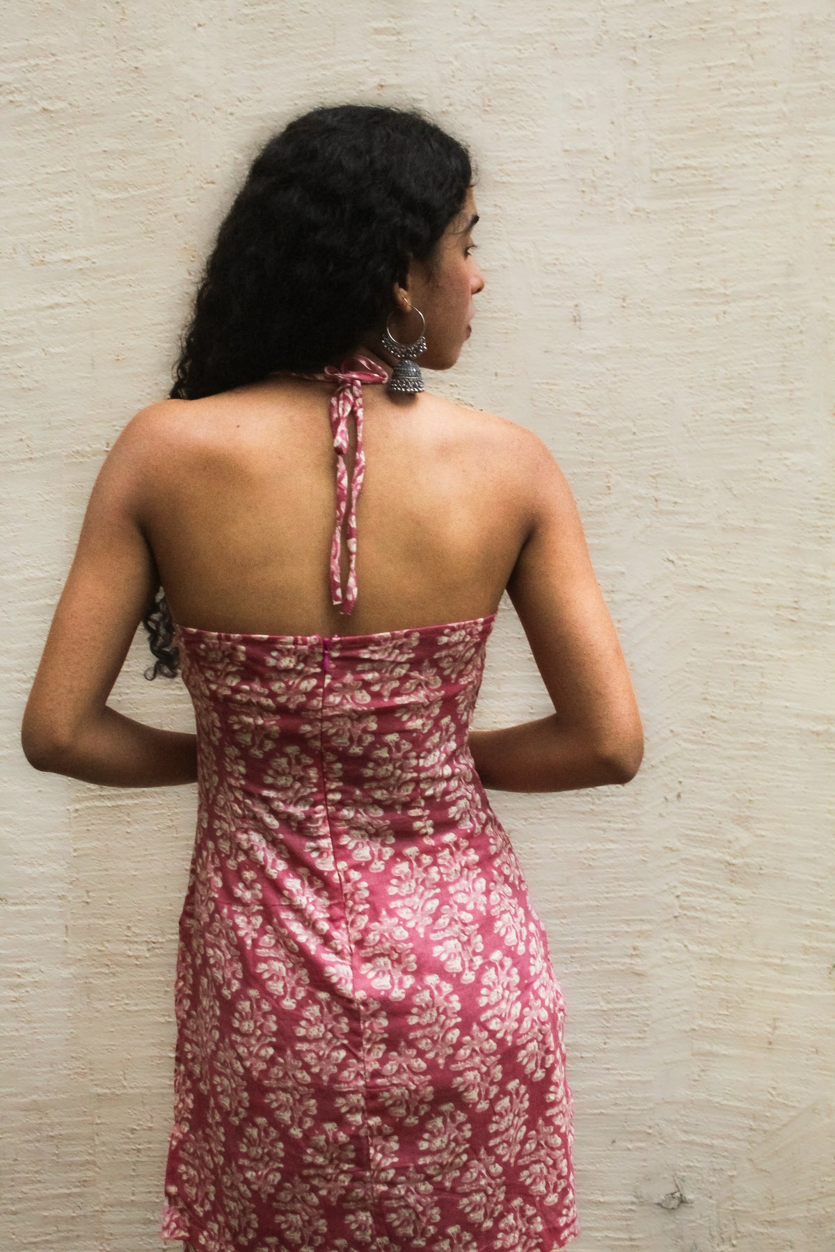 Verandah Halter Kurta with Farshi- Pink