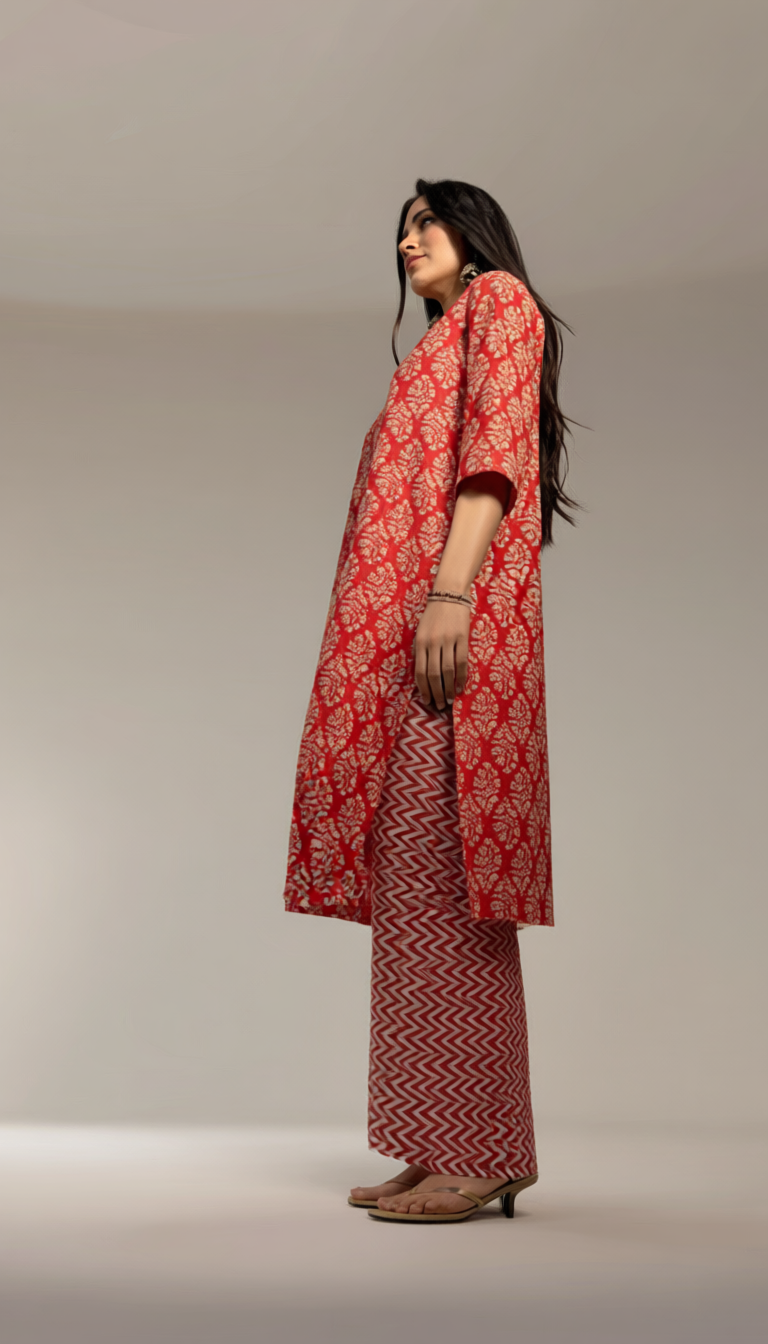 Verandah Coral Kurta Set