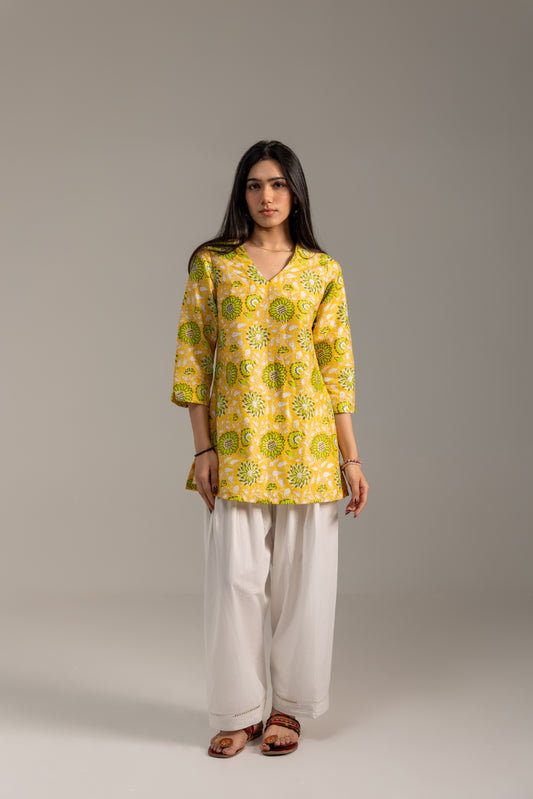 Ikat Yellow Kurti