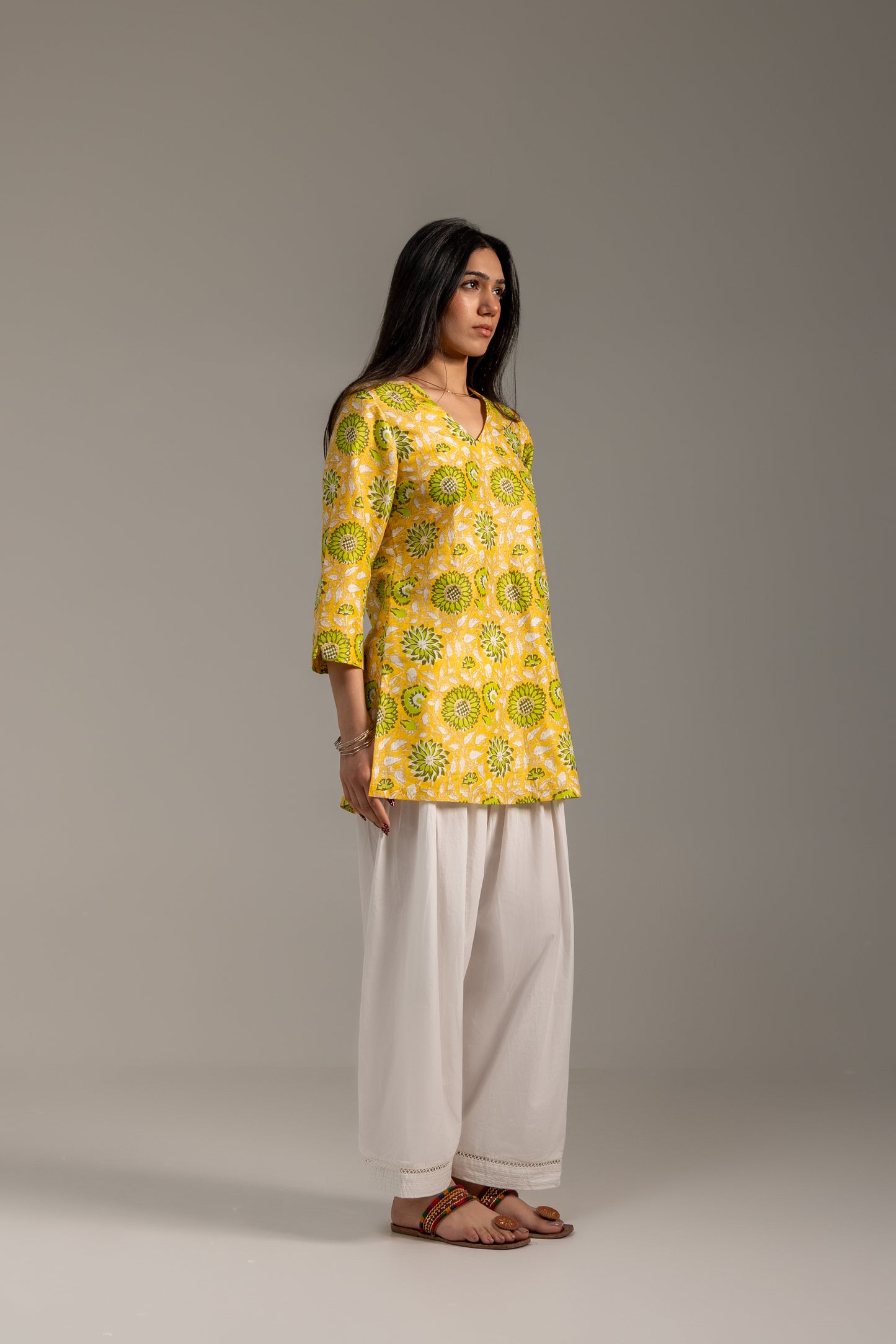 Ikat Yellow Kurti