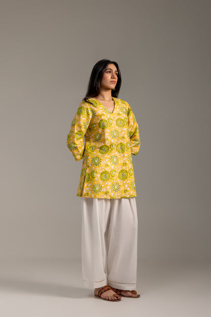 Noor Floral yellow Kurti