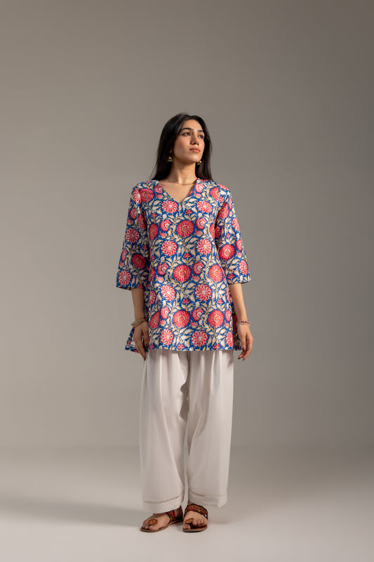 Noor blue pink Kurti