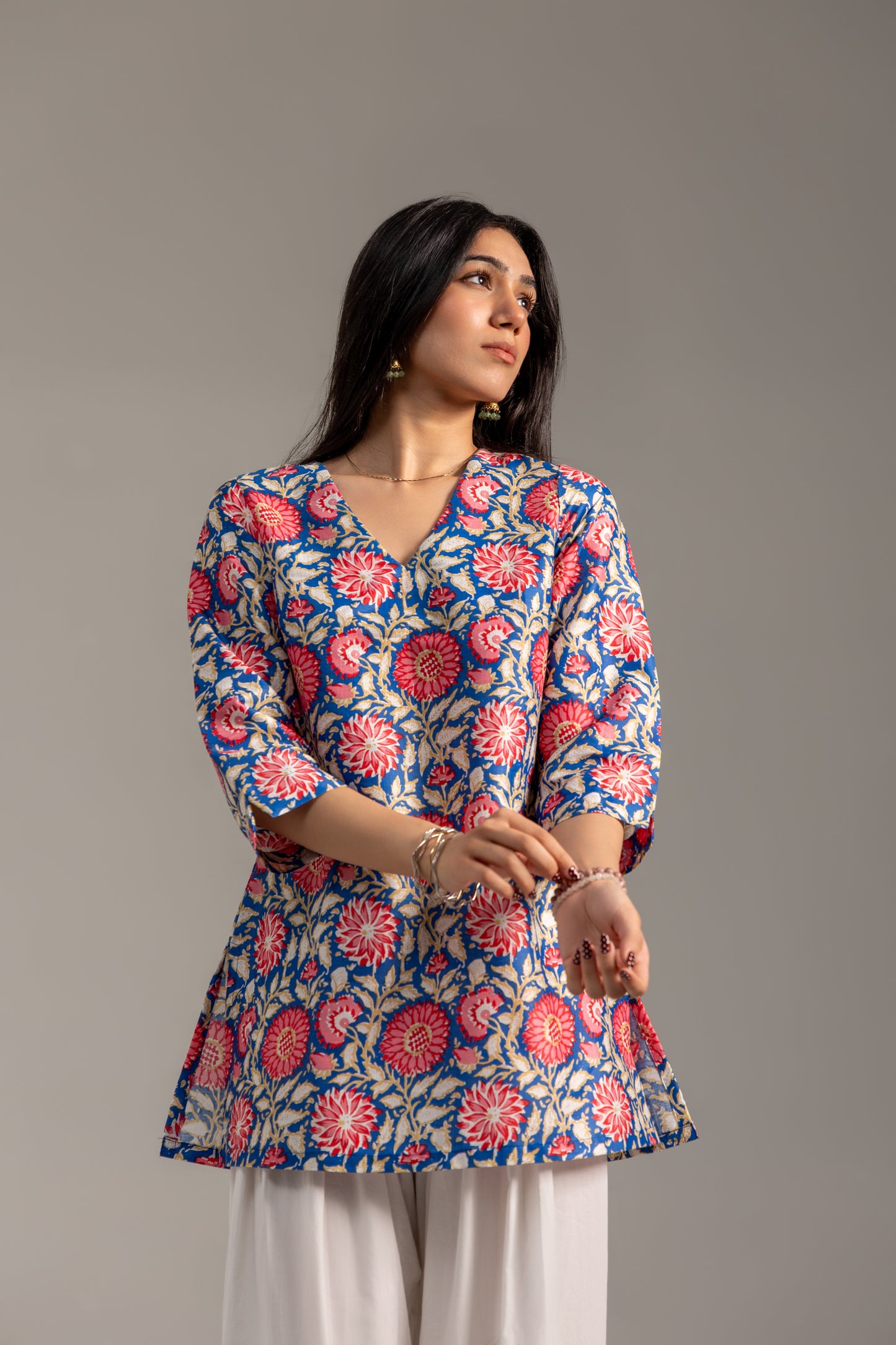 Noor blue pink Kurti