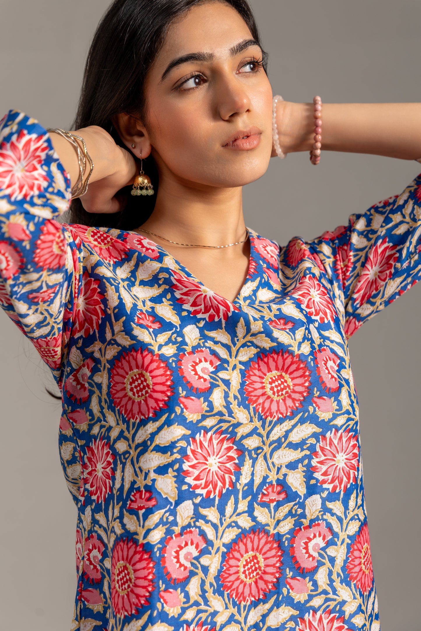 Noor blue pink Kurti