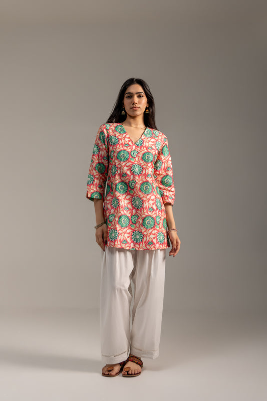 Noor Floral Pink Kurti