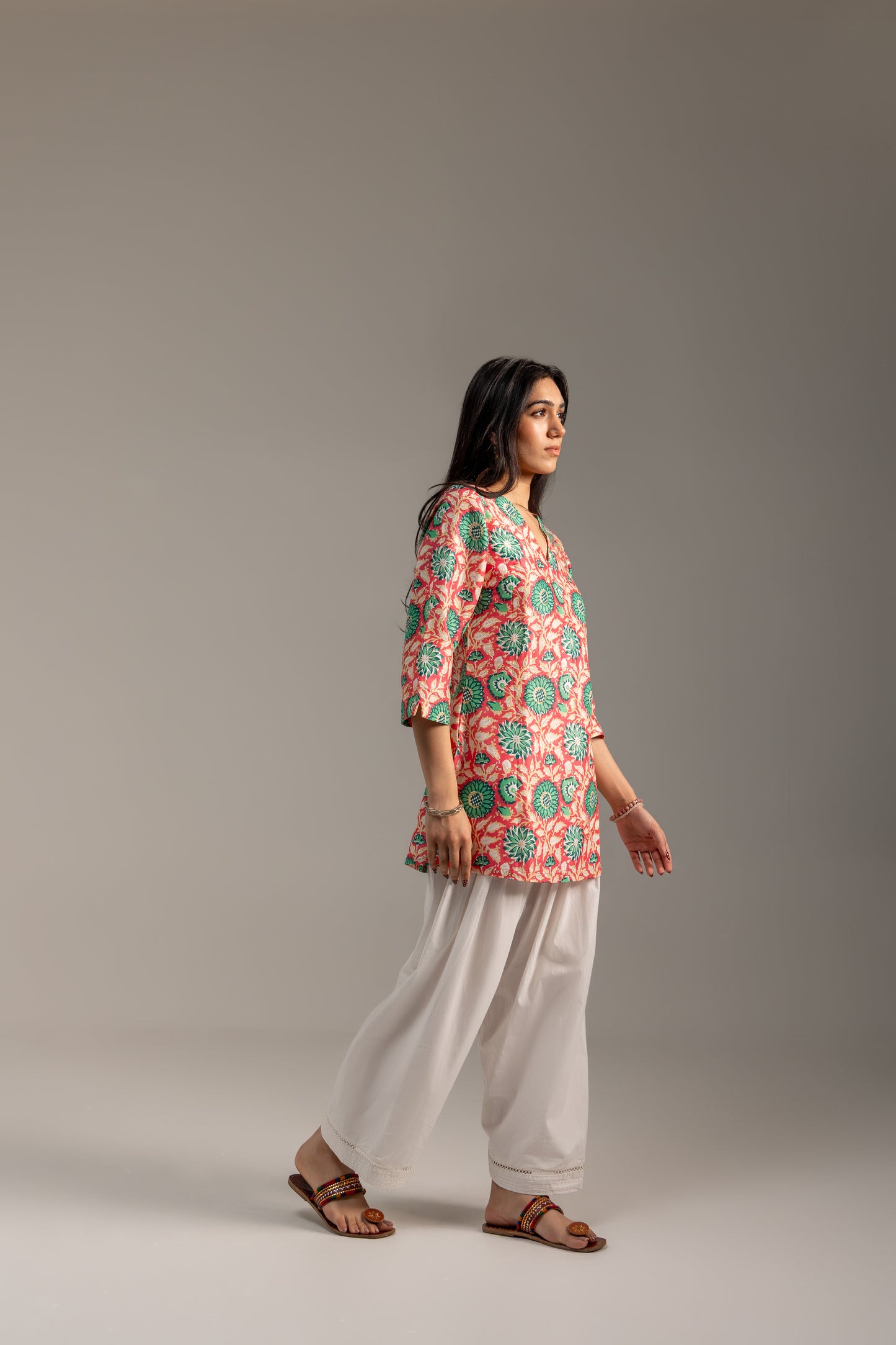 Noor Floral Pink Kurti