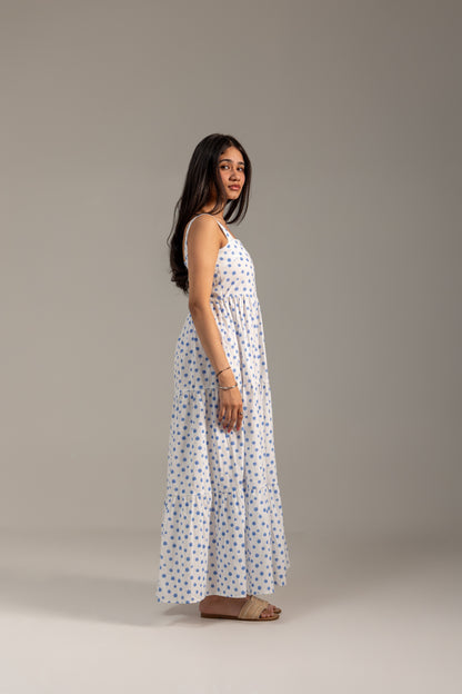 Kaira Blue and white Tier Dress