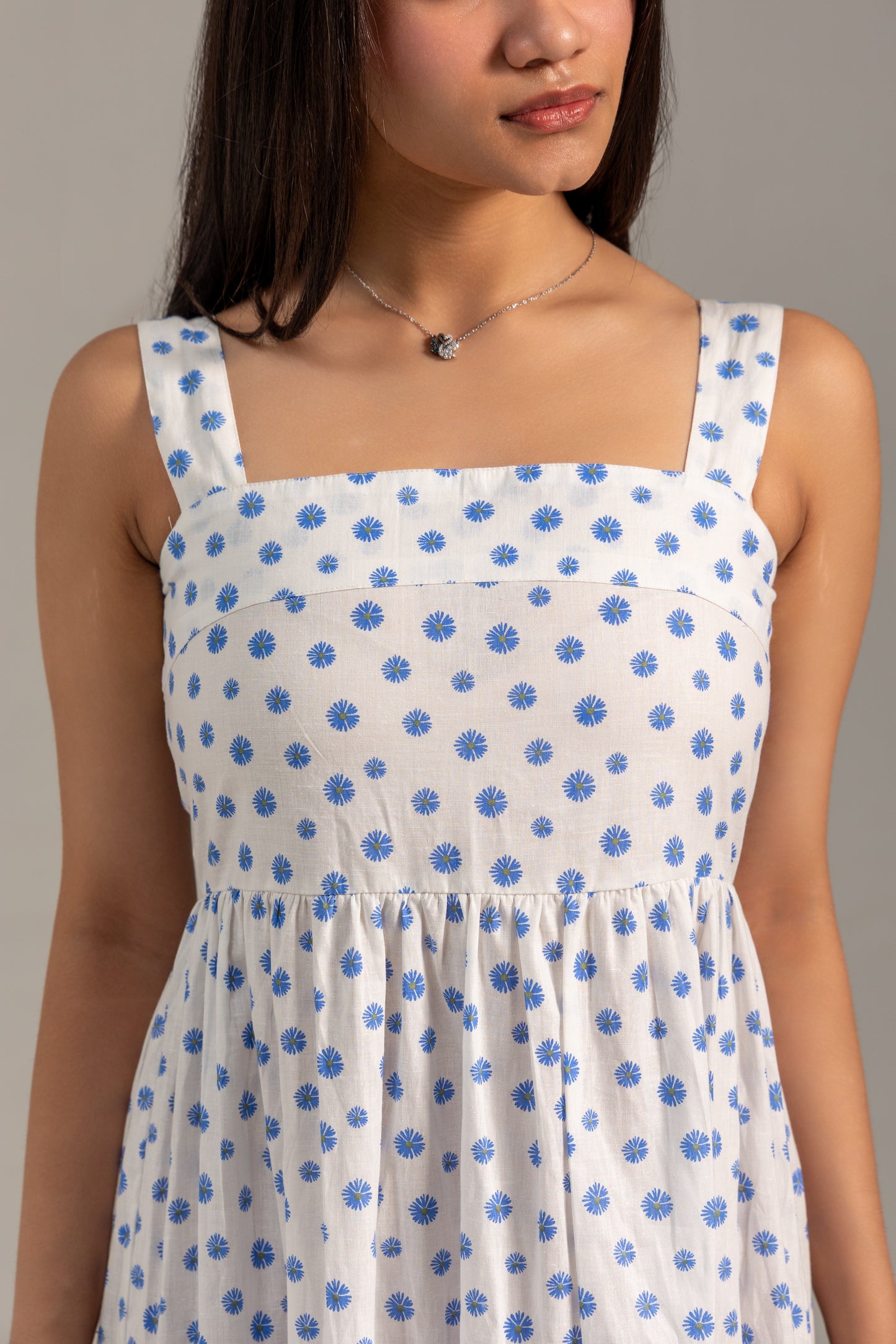 Kaira Blue and white Tier Dress