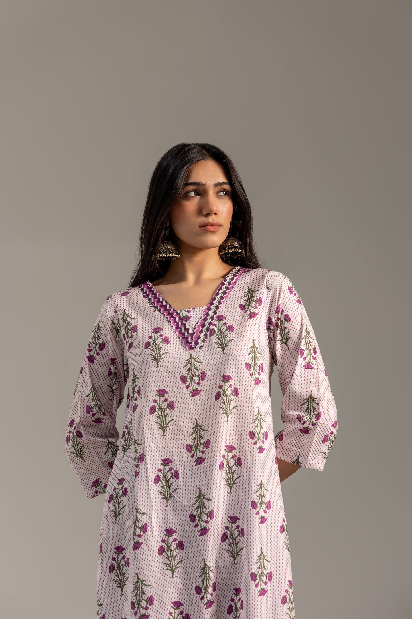 Utsav Purple and White Kurta Set with Dupatta