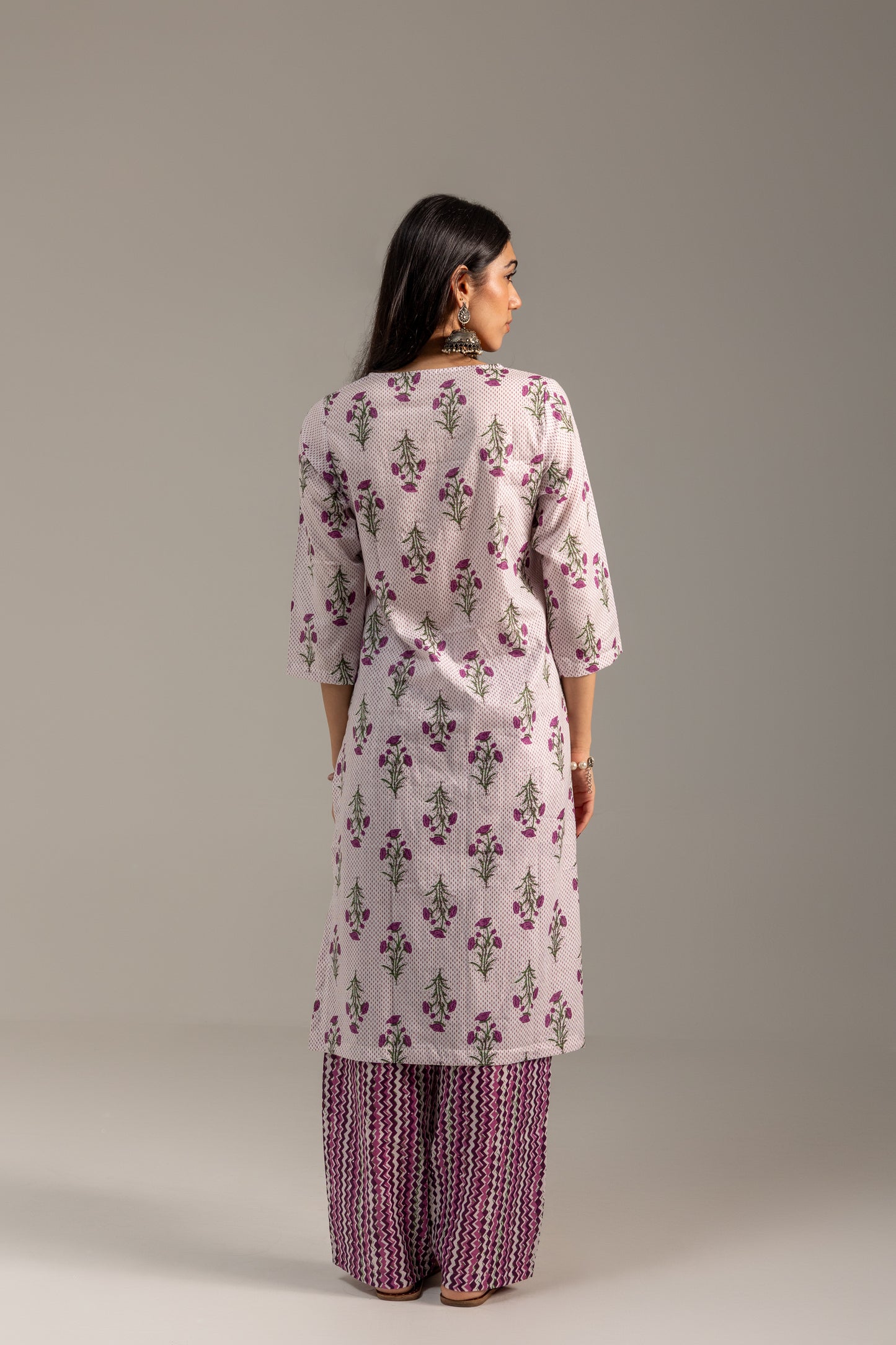 Utsav Purple and White Kurta Set with Dupatta