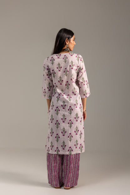 Utsav Purple and White Kurta Set with Dupatta