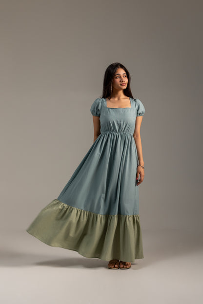 Roshni blue green linen dress