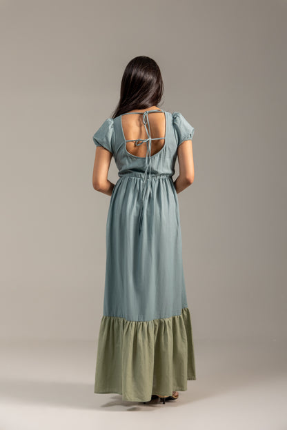 Roshni blue green linen dress