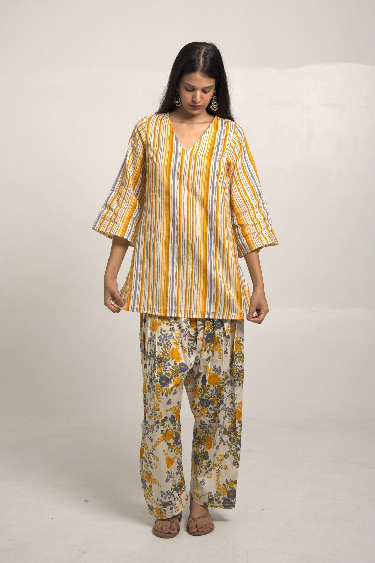 Samara Yellow and White Kurta set