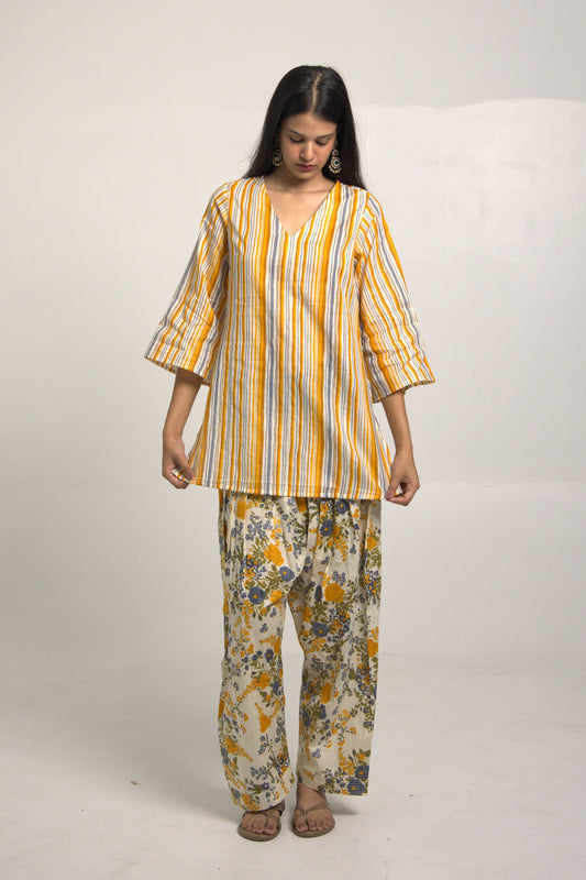 Samara Yellow and White Kurta set