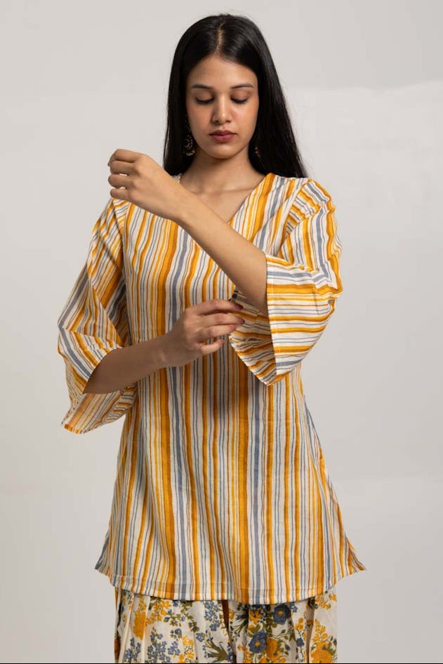 Samara Yellow and White Kurta set