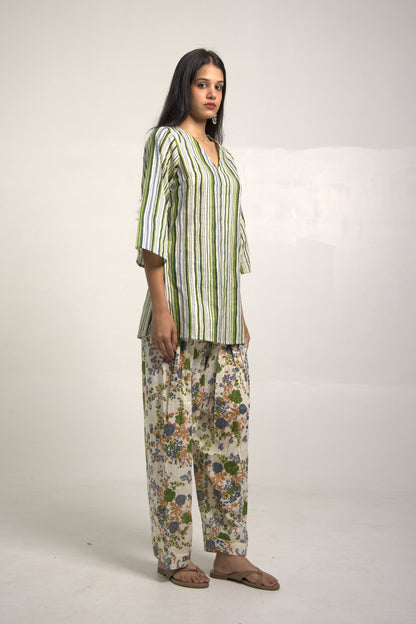 Samara Green and White Kurta set