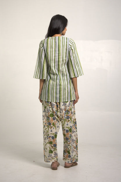 Samara Green and White Kurta set