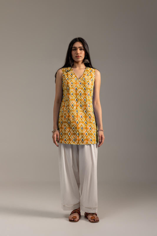 Ikat Yellow Kurti