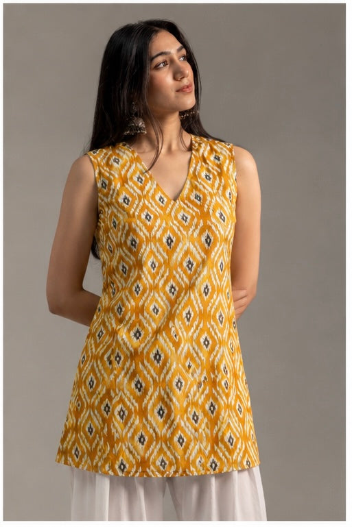 Ikat Yellow Kurti