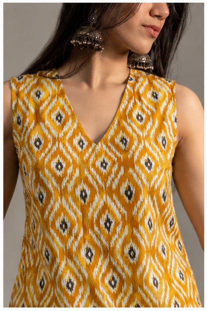 Ikat Yellow Kurti