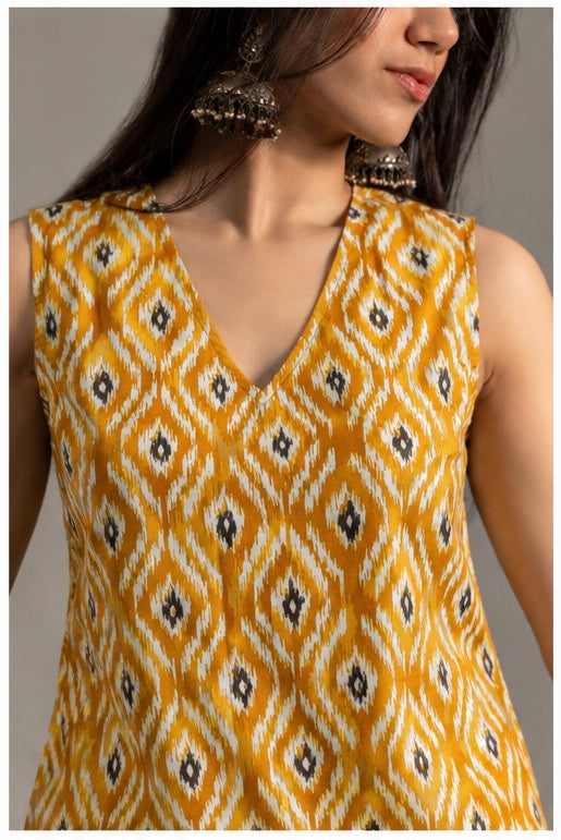 Ikat Yellow Kurti
