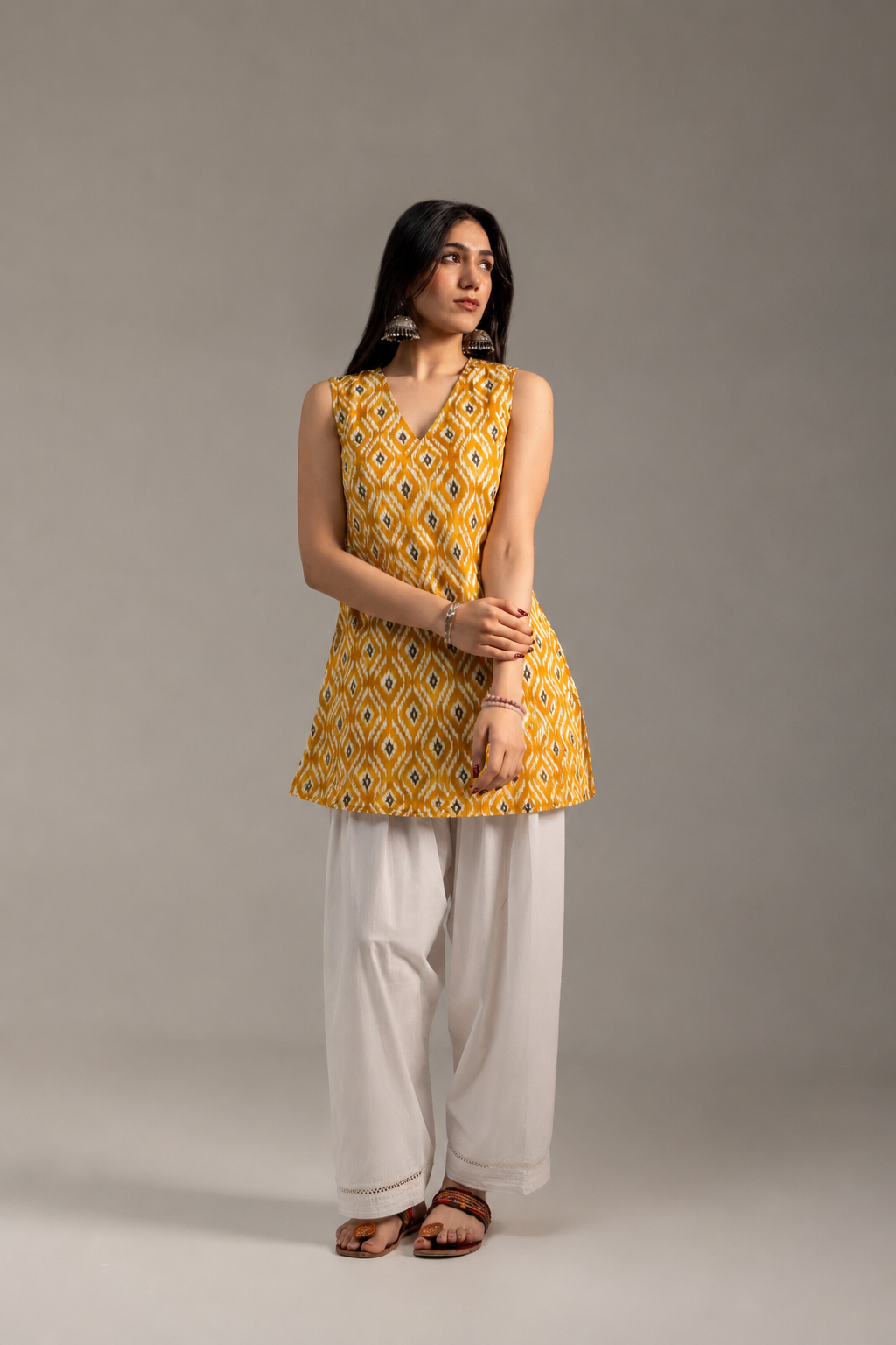 Ikat Yellow Kurti