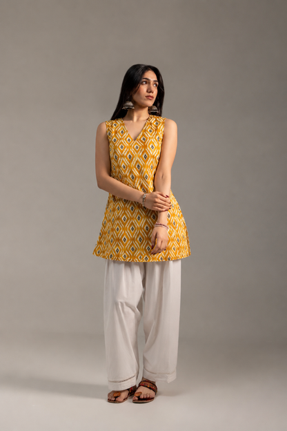 Ikat Yellow Kurti