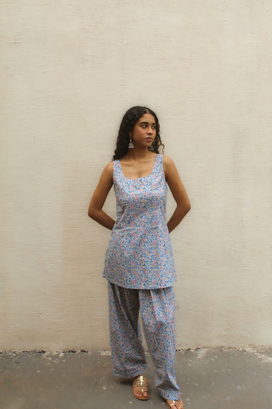 Myra Kurta with Farshi - blue