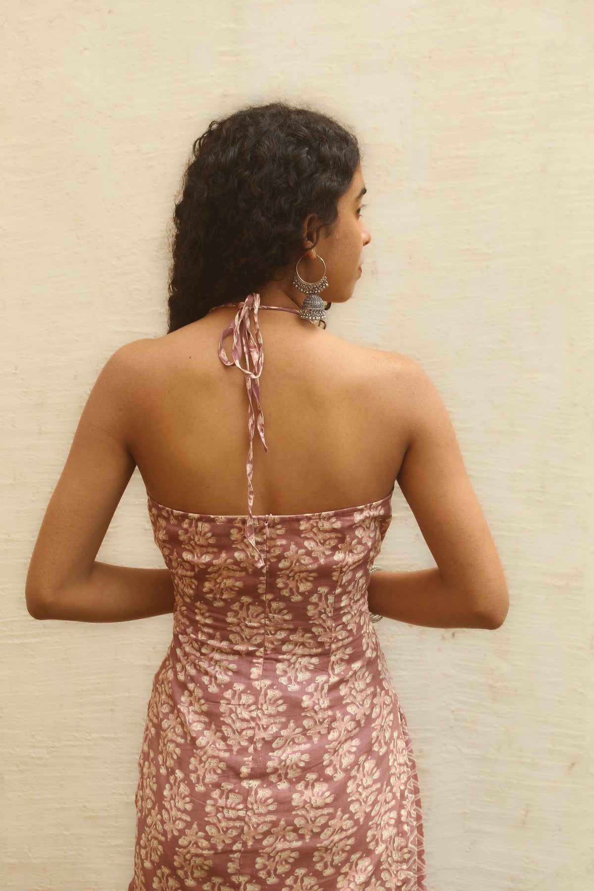 Verandah Halter Kurta with Farshi- Beige