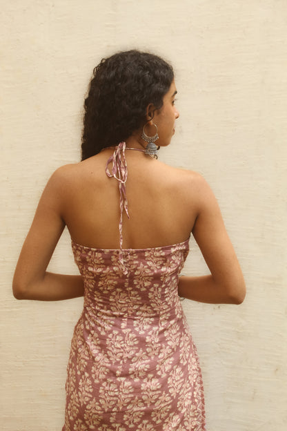 Verandah Halter Kurta with Farshi- Beige