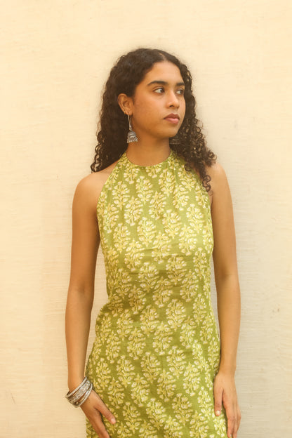 Verandah Halter Kurta with Farshi- Green