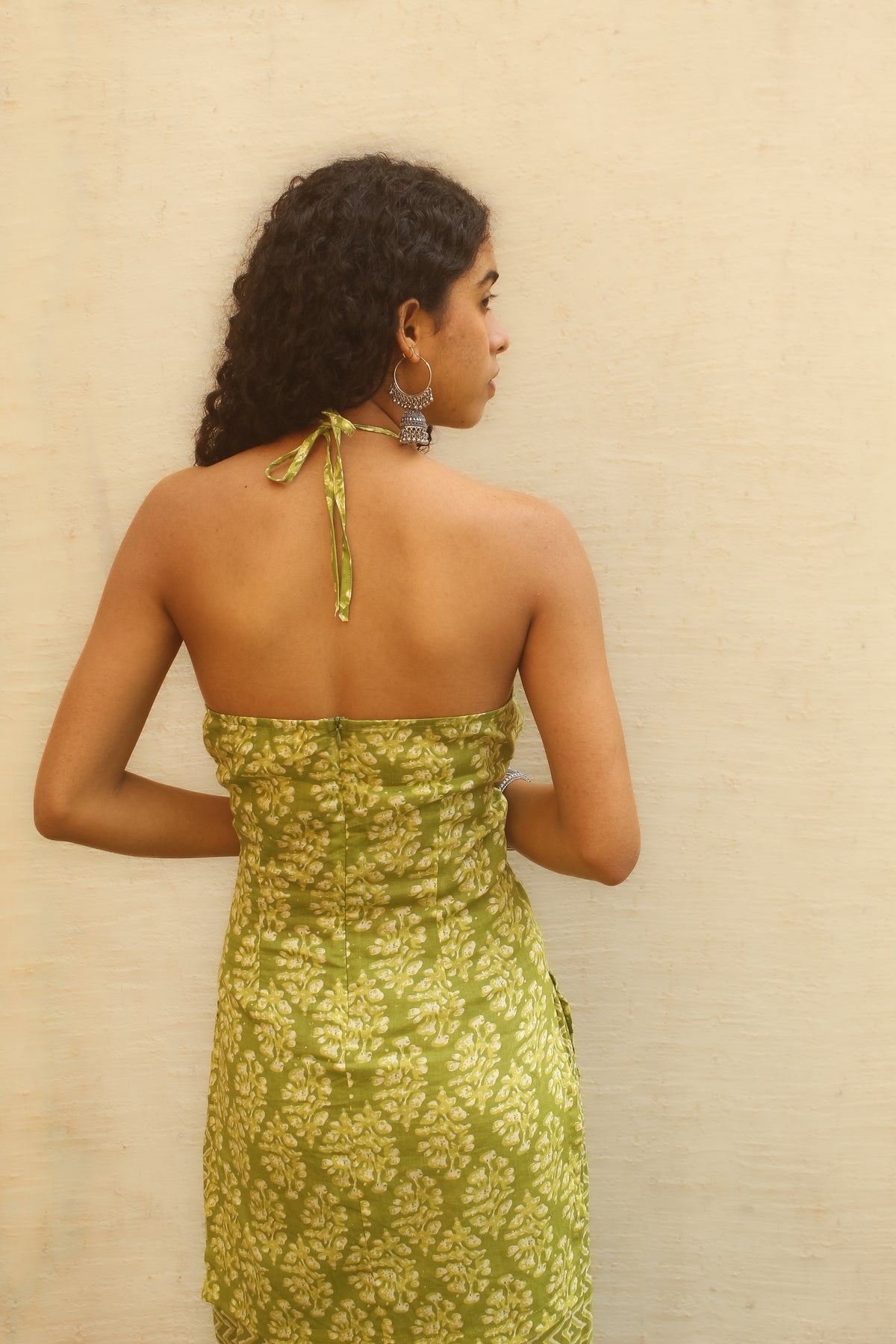 Verandah Halter Kurta with Farshi- Green