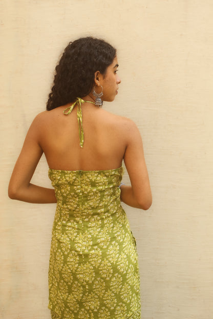 Verandah Halter Kurta with Farshi- Green