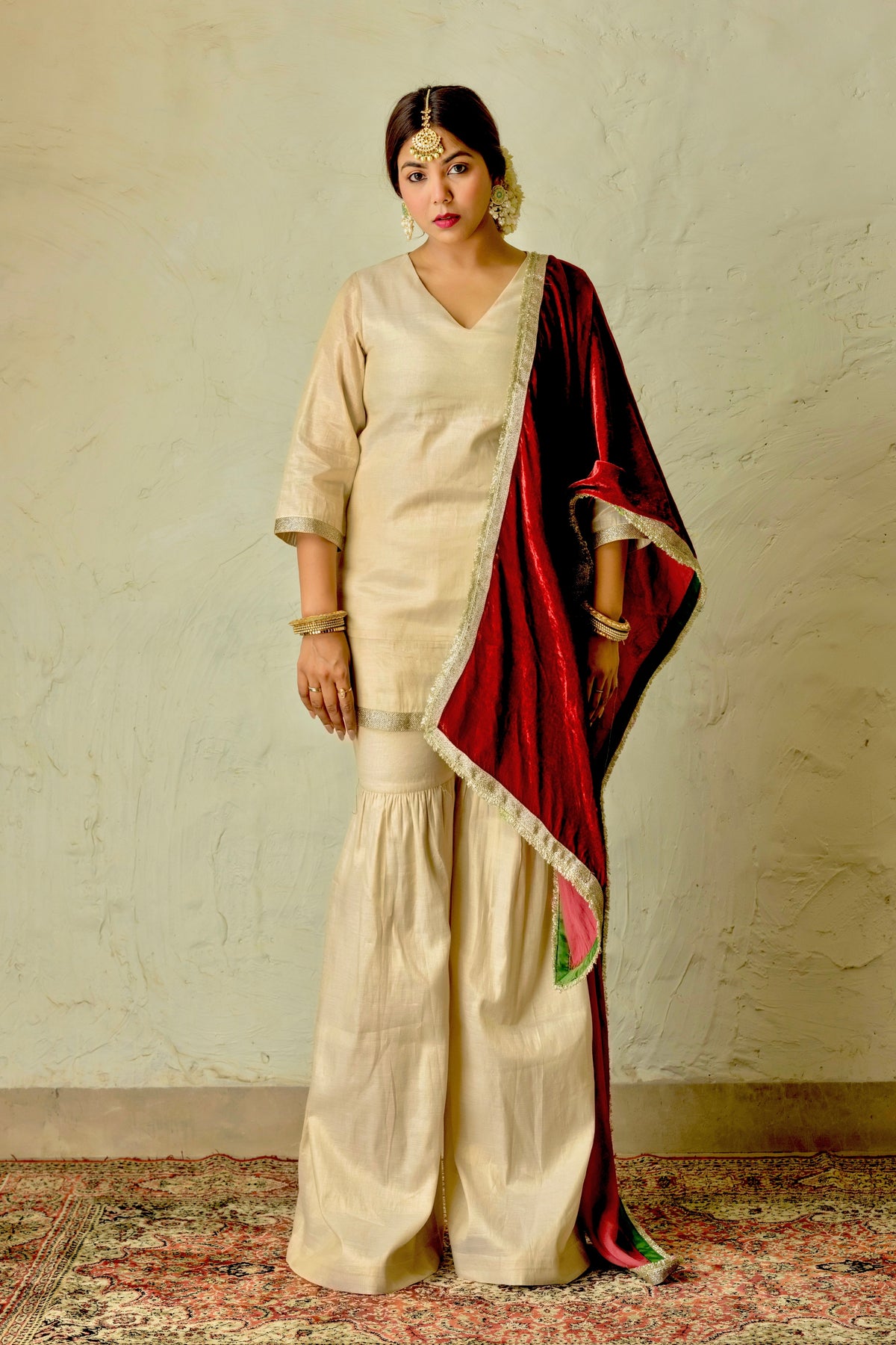 Sitara White Golden and Red Suit Set