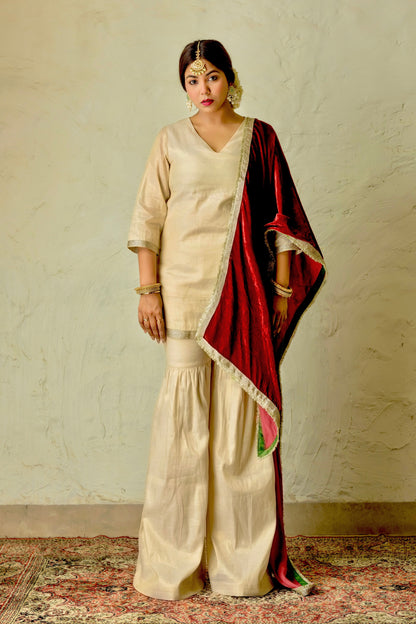 Sitara White Golden and Red Suit Set