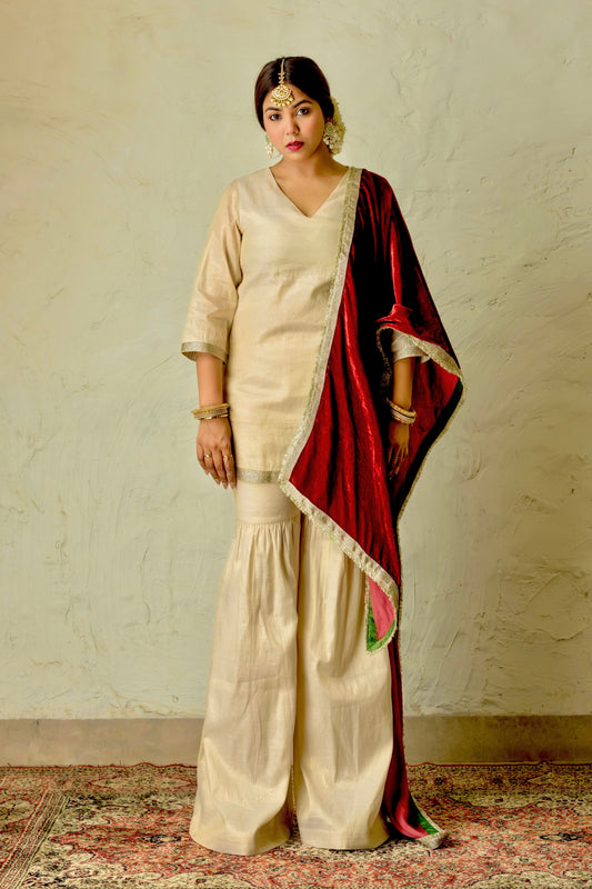 Sitara White Golden and Red Suit Set