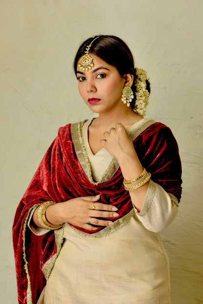 Sitara White Golden and Red Suit Set