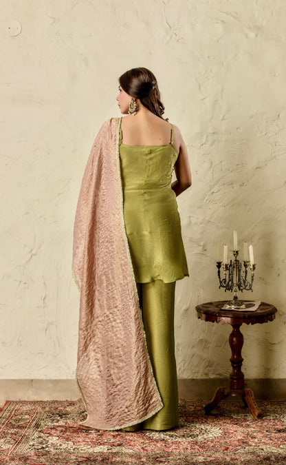 Riwaayat Green and Pink Suit Set