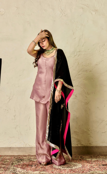 Adaa Purple and Black Suit Set