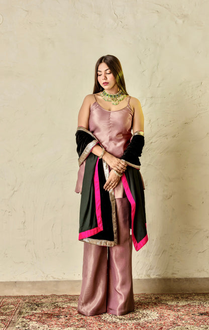 Adaa Purple and Black Suit Set