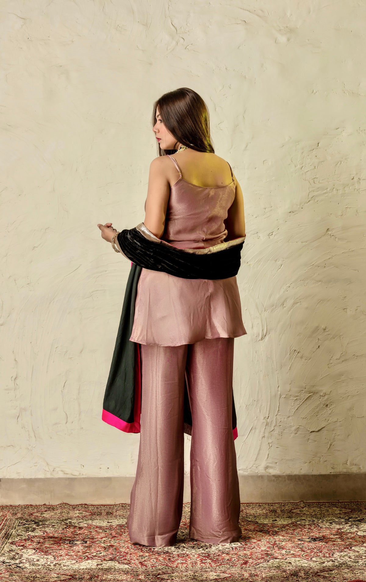 Adaa Purple and Black Suit Set