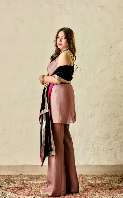 Adaa Purple and Black Suit Set