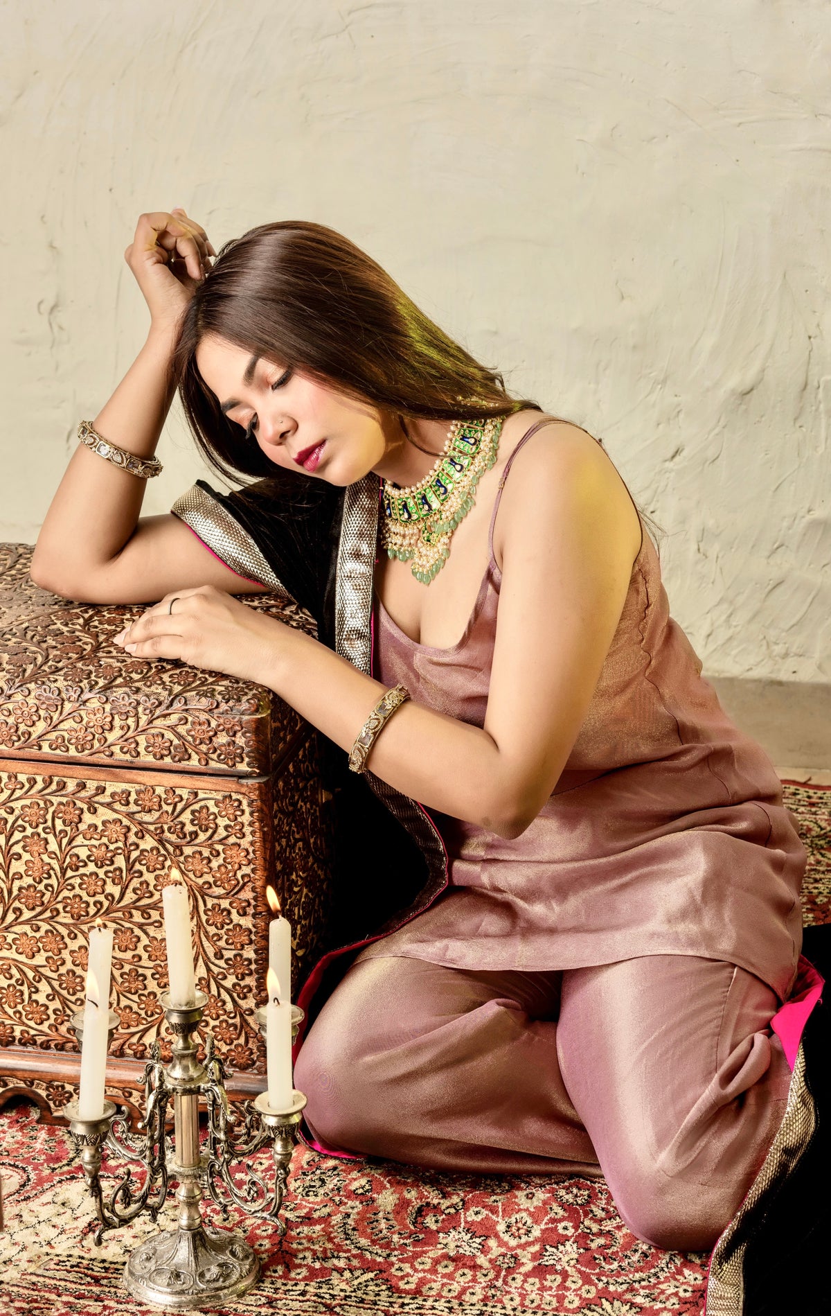 Adaa Purple and Black Suit Set