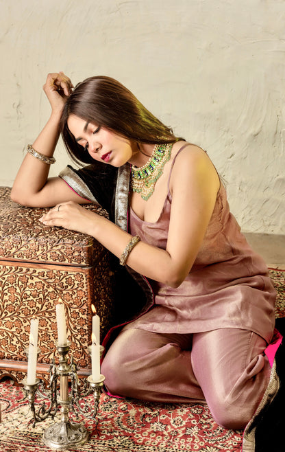 Adaa Purple and Black Suit Set