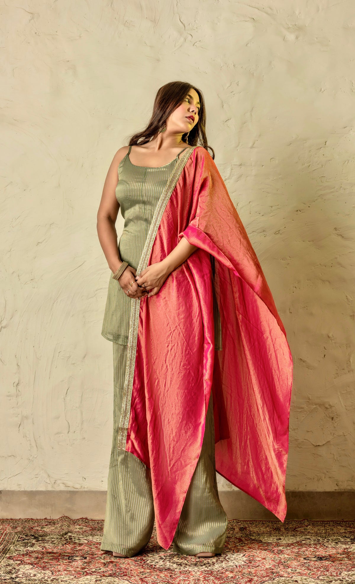 Chaandni Sage and Peach Suit Set