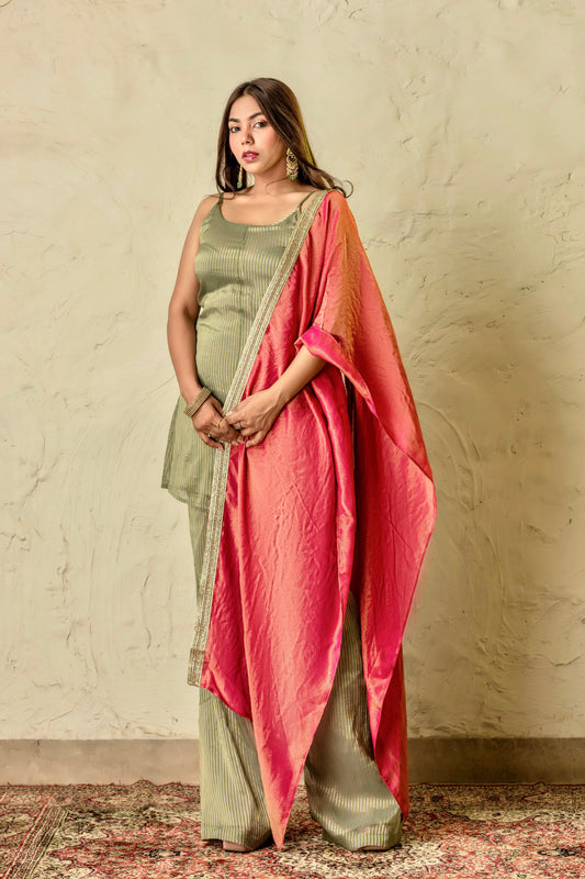 Chaandni Sage and Peach Suit Set
